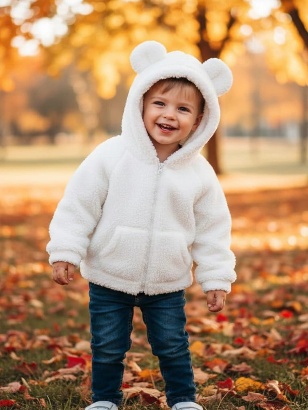 Capuche Enfant Polaire - Blanc